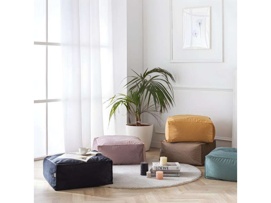 Pouf en velours, 50 x 50 x 25 cm