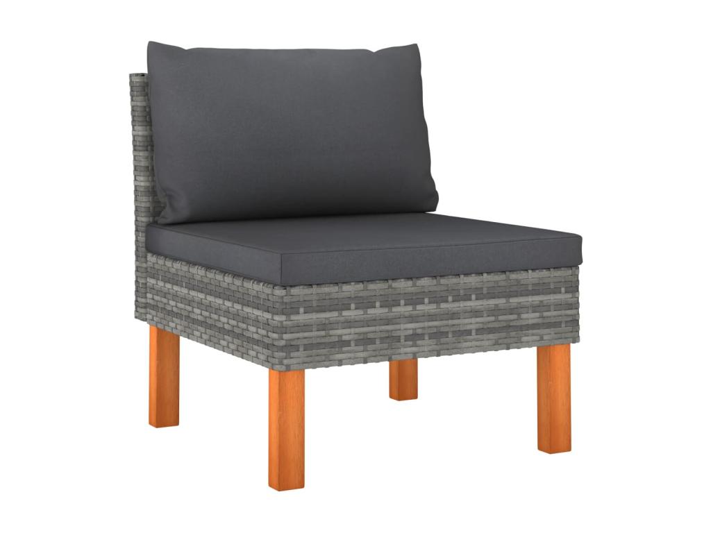 Ensemble de mobilier de jardin 6 pièces en résine tressée avec coussins, gris