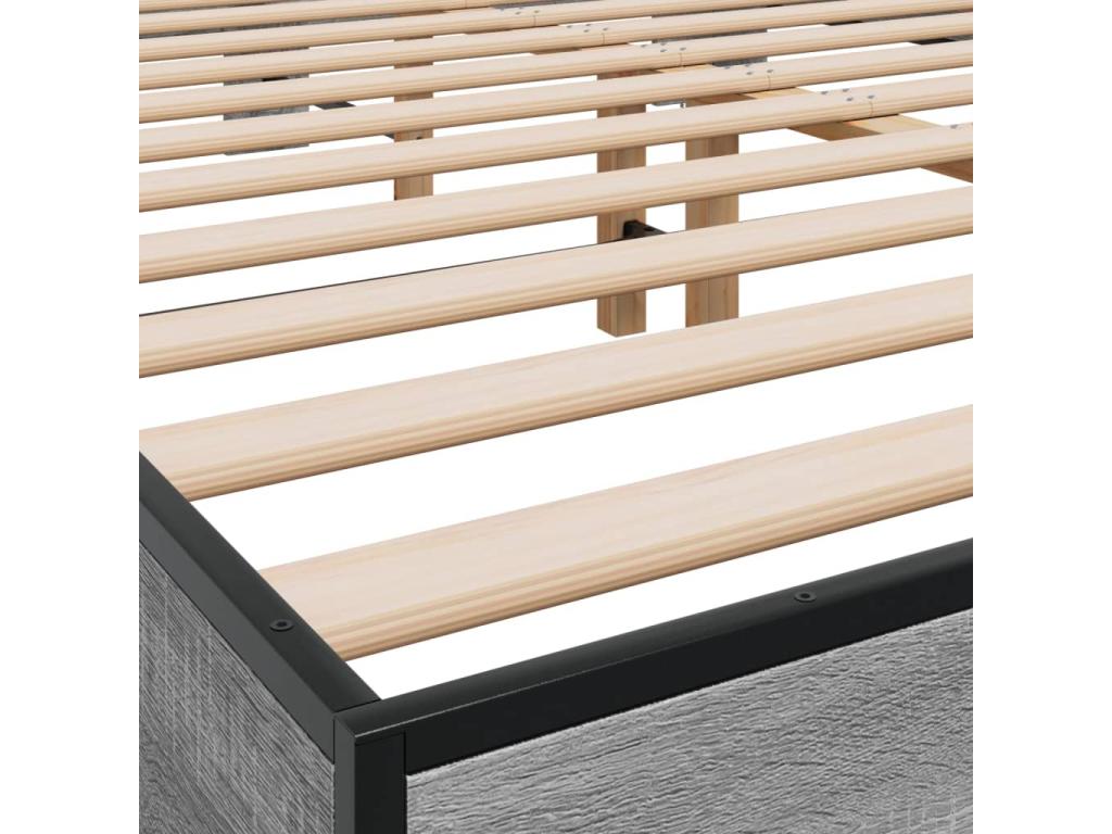 Cadre de lit en bois d'ingénierie, 150 x 200 cm, gris