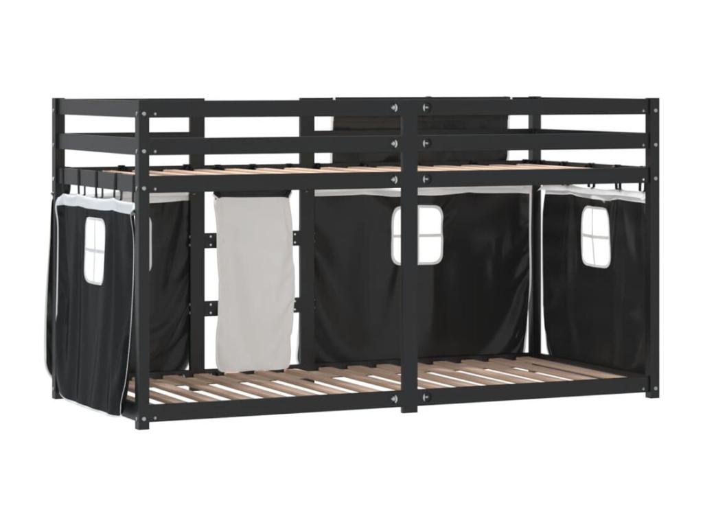 Cadre de lit en pin, 90 x 190 cm, noir