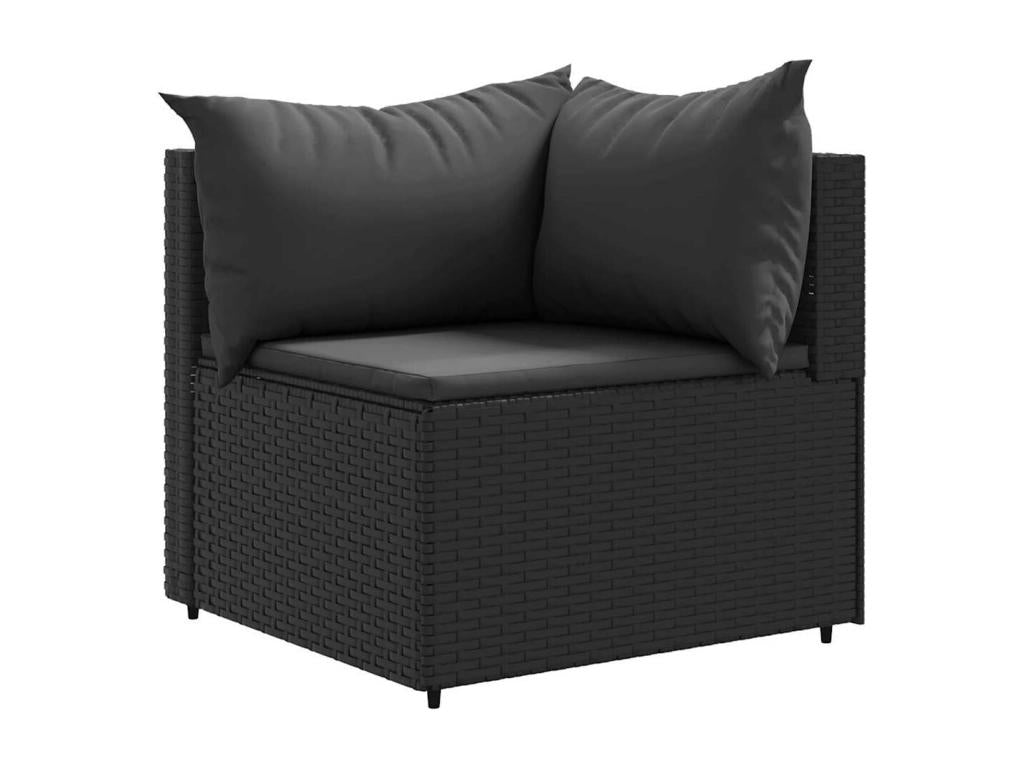 Ensemble de mobilier de jardin 5 pièces en résine tressée avec coussins, noir