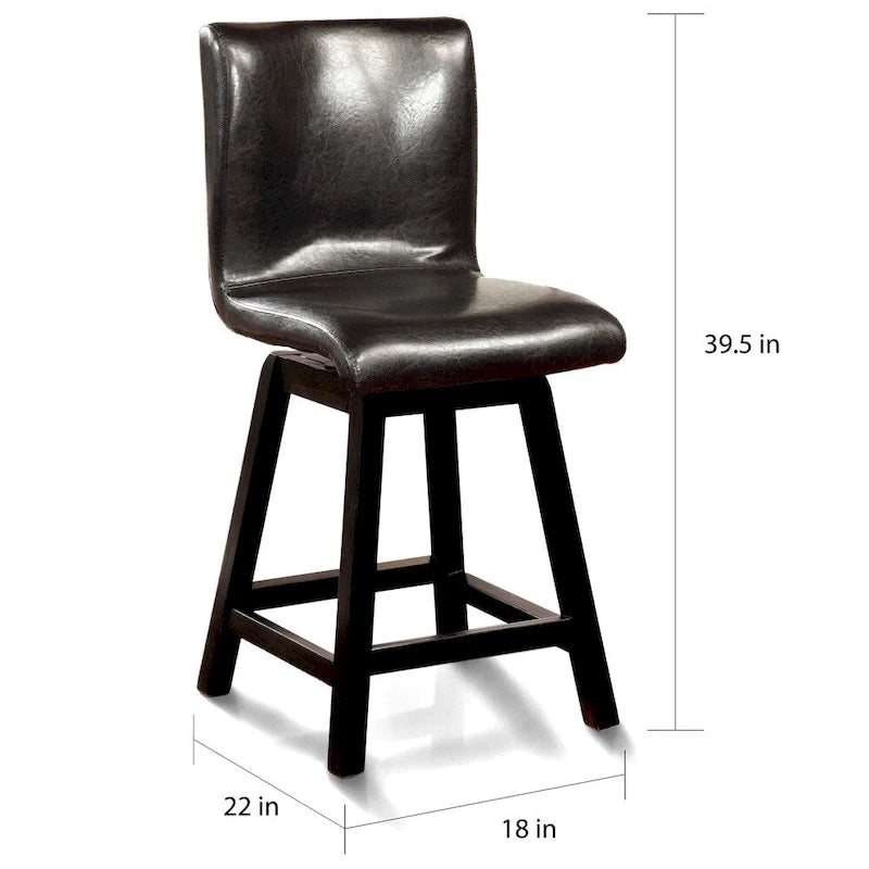 Chaises de comptoir pivotantes noires contemporaines Hace (ensemble de 2) par Furniture of America