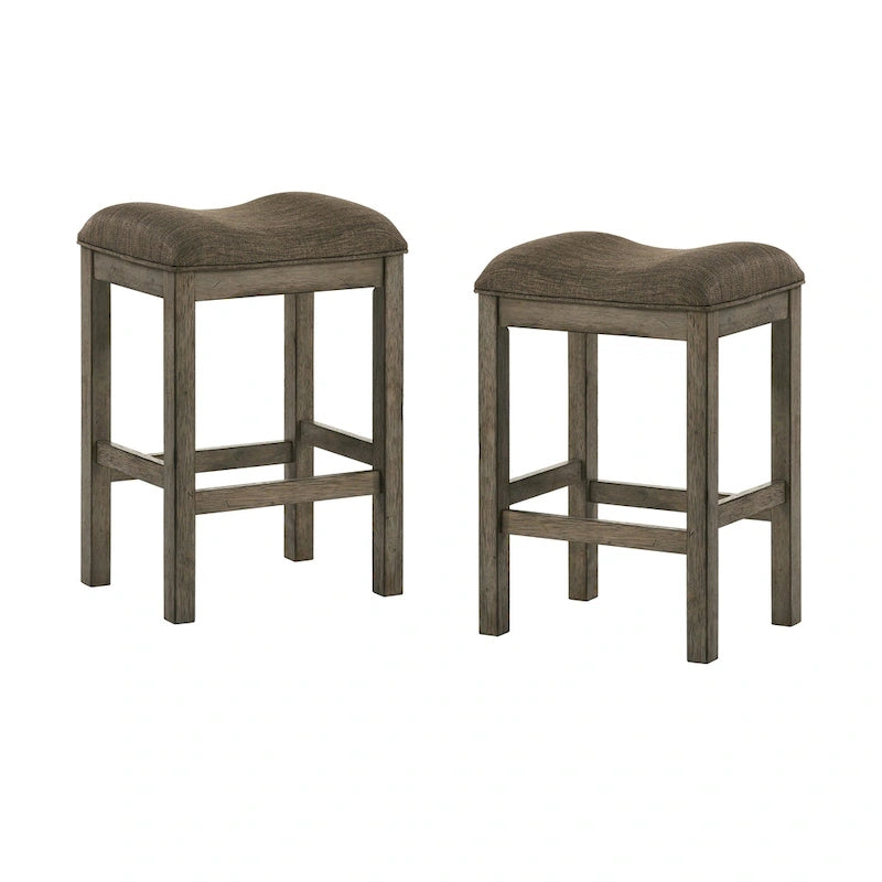 Tabourets de bar rembourrés Tozos Farmhouse en châtaignier (lot de 2) par Furniture of America