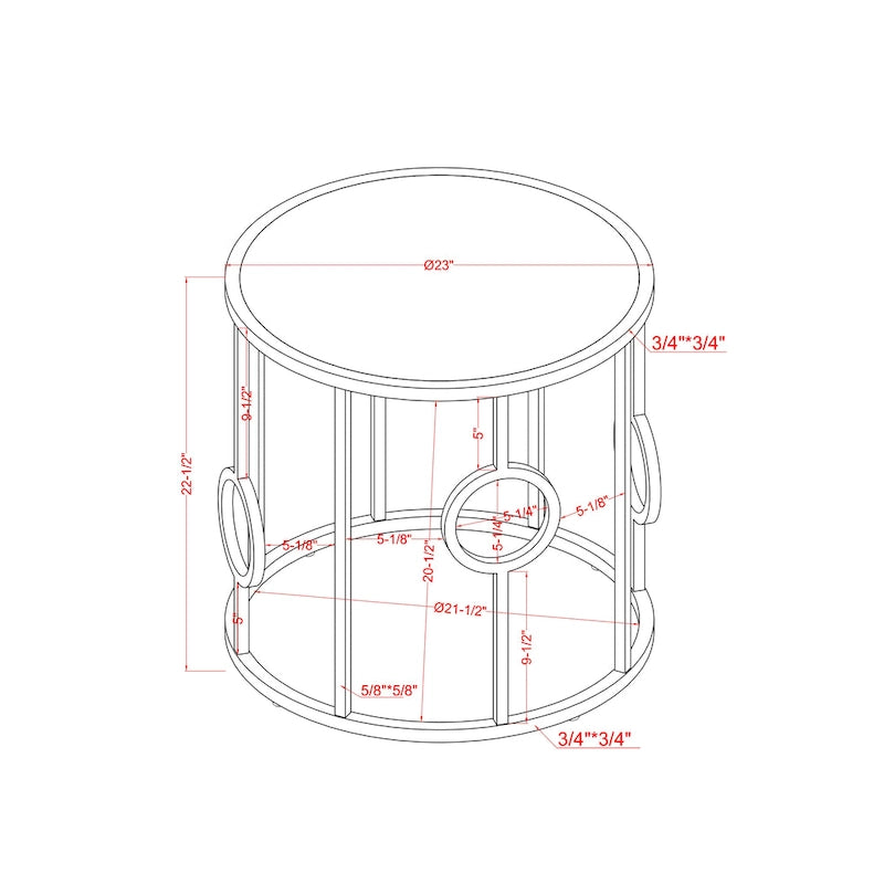 Table d'appoint miroir Hoop Glam chromée de 23 pouces par Furniture of America