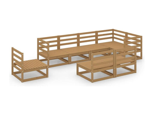 Ensemble de mobilier de jardin 8 pièces en pin, marron
