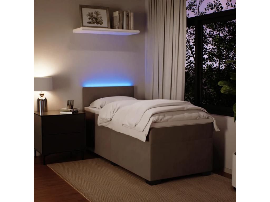 Matelas en velours, 90 x 200 cm, gris