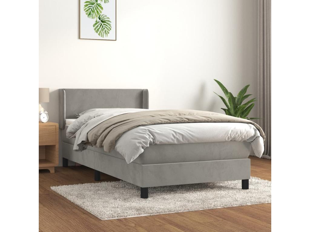 Matelas en velours, 90 x 190 cm, gris