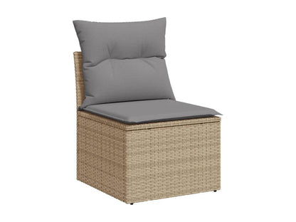 Ensemble de mobilier de jardin 3 pièces en résine tressée avec coussins, beige