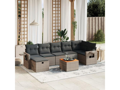 Ensemble de mobilier de jardin 8 pièces en résine tressée avec coussins, gris
