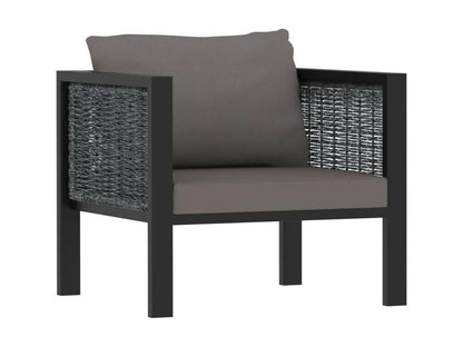 Ensemble de mobilier de jardin 5 pièces en résine tressée avec coussins, gris