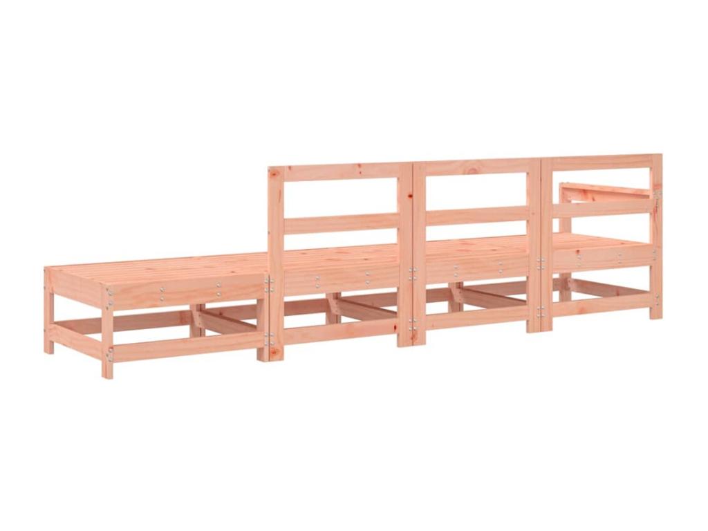 Ensemble de mobilier de jardin 4 pièces en bois massif, marron