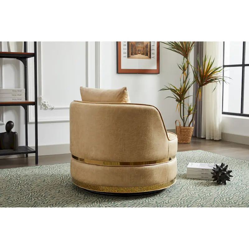 Fauteuil pivotant, fauteuil d'appoint pivotant à 360°, fauteuil tonneau pour salon et chambre à coucher