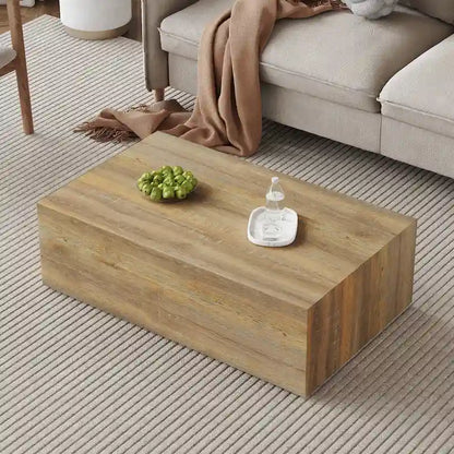 Modern MDF Coffee Table, Light Wood Color Texture Patterns, Stylish Design, 39.3*23.6*12