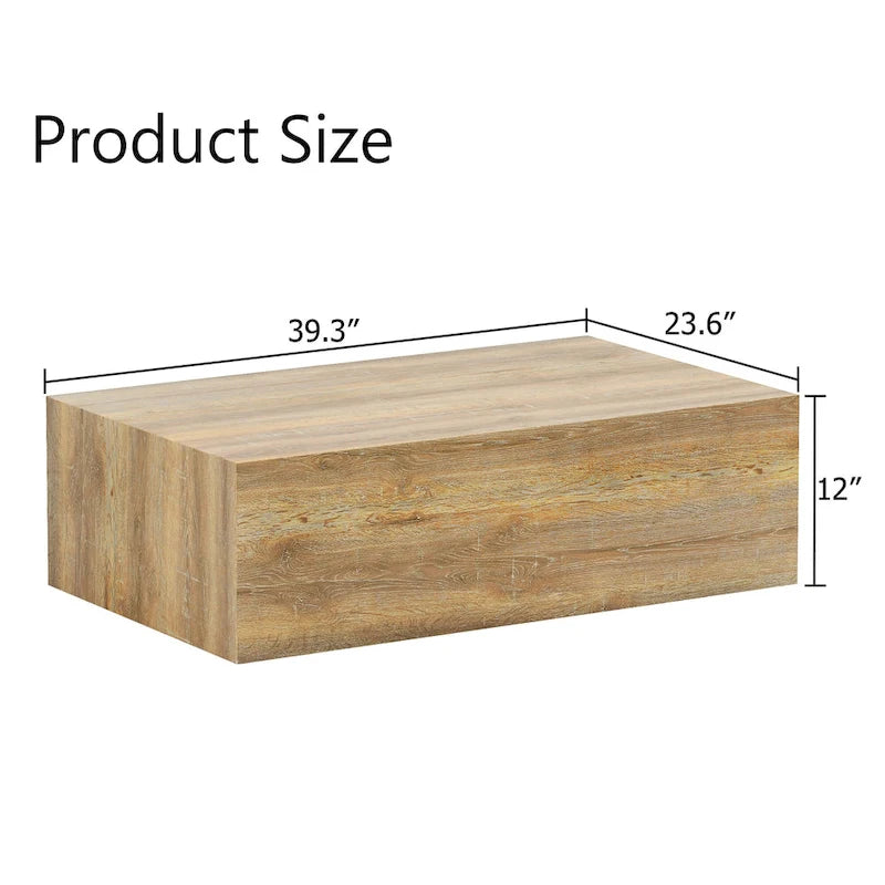 Table basse moderne en MDF, texture bois clair, design élégant, 39,3 x 23,6 x 12 cm