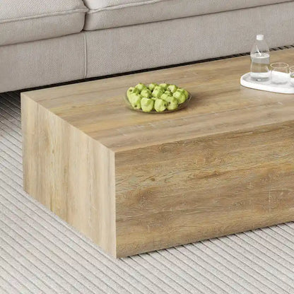 Table basse moderne en MDF, texture bois clair, design élégant, 39,3 x 23,6 x 12 cm