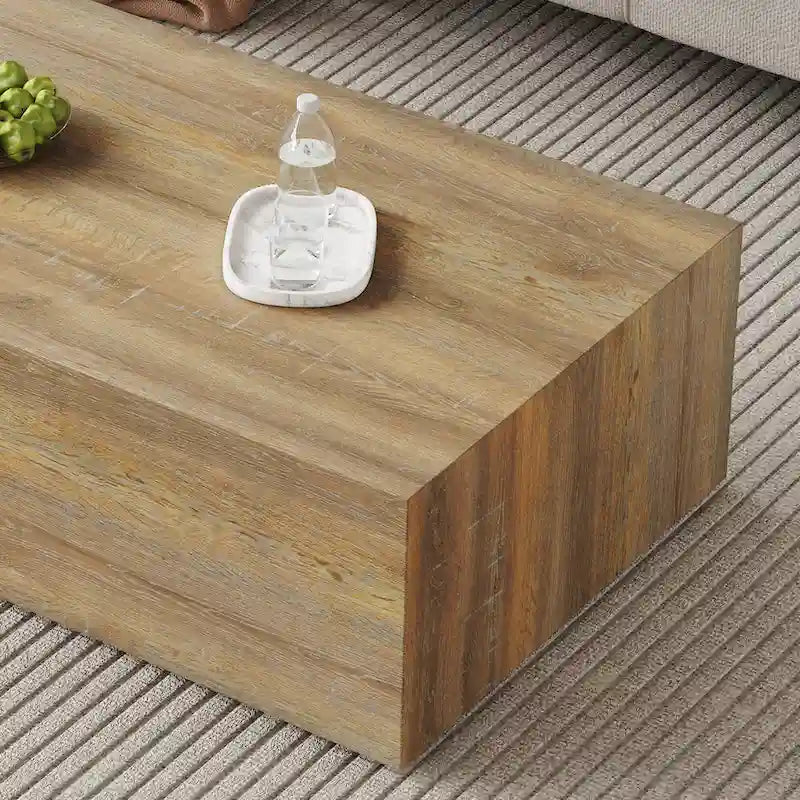 Table basse moderne en MDF, texture bois clair, design élégant, 39,3 x 23,6 x 12 cm