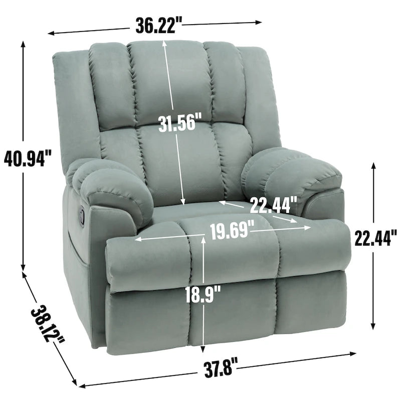 Fauteuil inclinable manuel avec bascule et pivotant en tissu pour salon