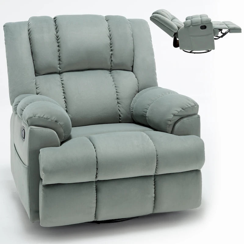 Fauteuil inclinable manuel avec bascule et pivotant en tissu pour salon