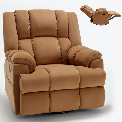 Fauteuil inclinable manuel avec bascule et pivotant en tissu pour salon