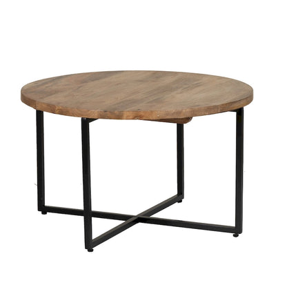 Table basse Tayla en bois naturel et fer