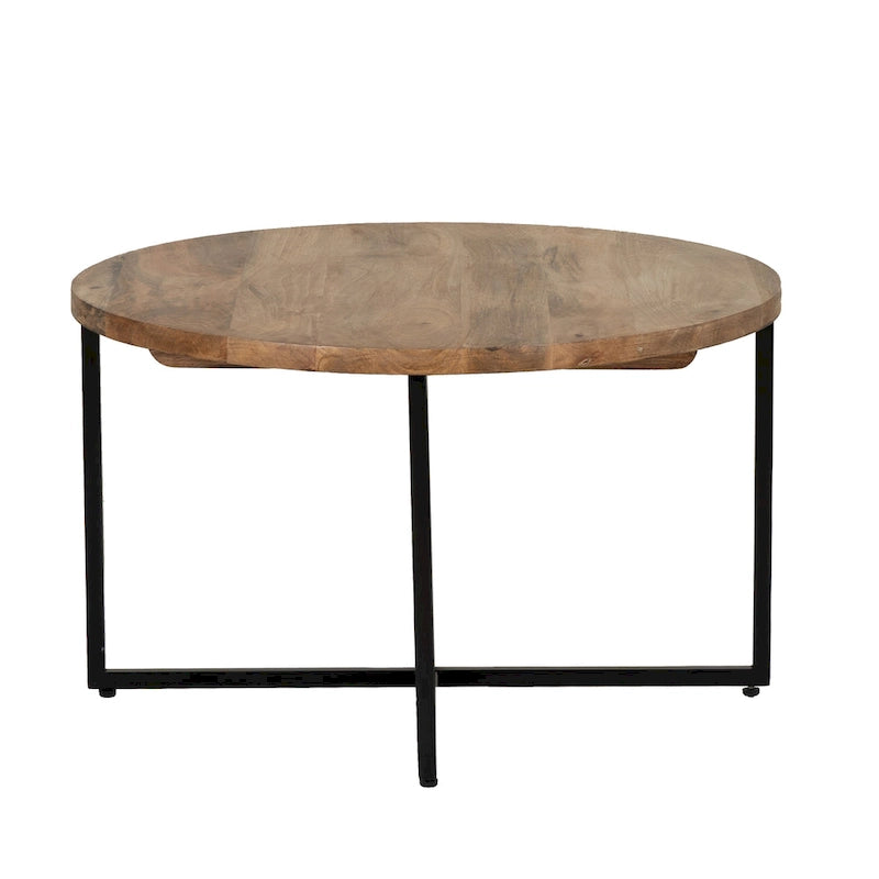 Table basse Tayla en bois naturel et fer