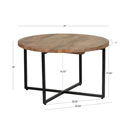 Table basse Tayla en bois naturel et fer