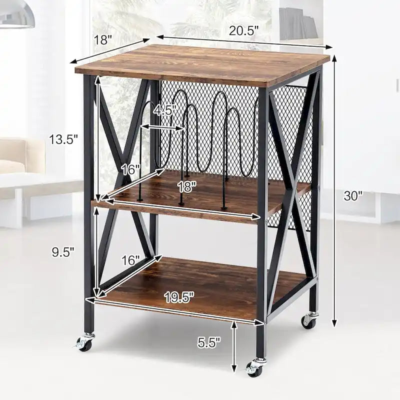 Support à roulettes à 3 niveaux Costway pour platine vinyle et étagère de rangement - Voir les détails