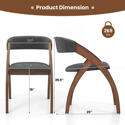 Ensemble de 4 chaises de salle à manger Gymax avec coussin rembourré et dossier incurvé.