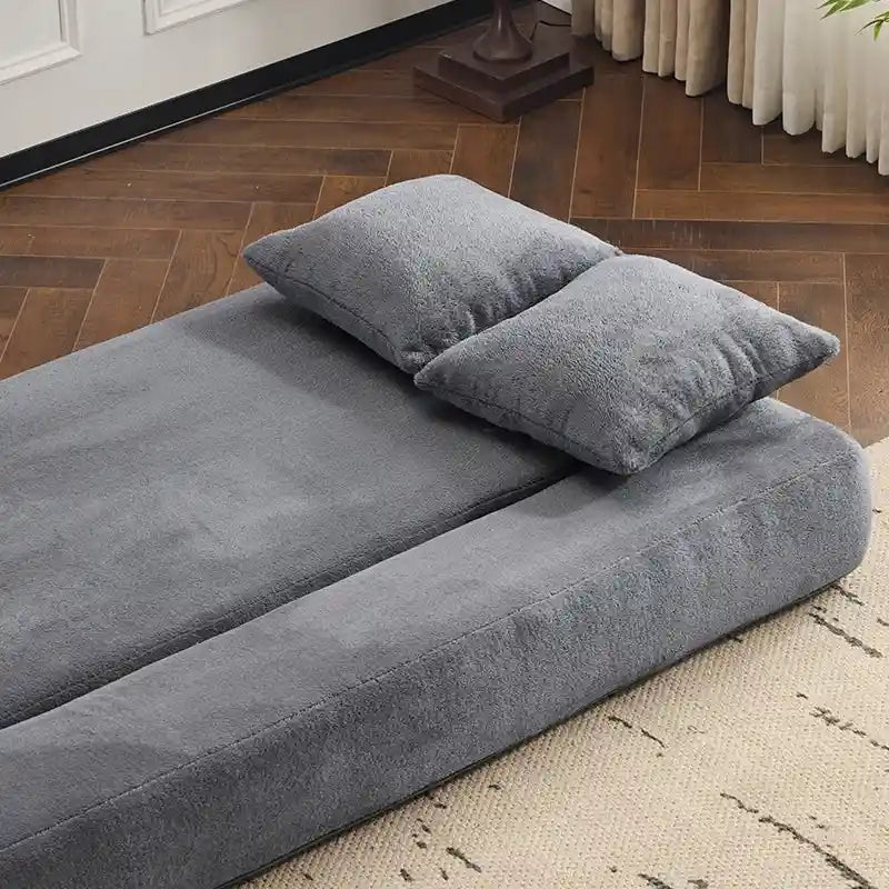 Canapé d'angle transformable avec 3 poufs - Lit pliant en mousse à soutien ferme, méridienne compacte en chenille