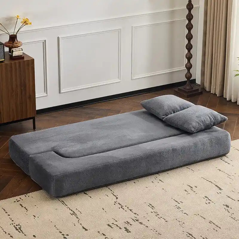 Canapé d'angle transformable avec 3 poufs - Lit pliant en mousse à soutien ferme, méridienne compacte en chenille
