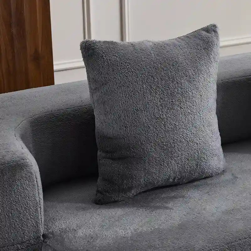 Canapé d'angle transformable avec 3 poufs - Lit pliant en mousse à soutien ferme, méridienne compacte en chenille