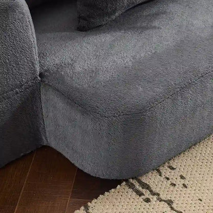 Canapé d'angle transformable avec 3 poufs - Lit pliant en mousse à soutien ferme, méridienne compacte en chenille