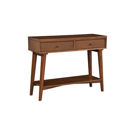 Console en bois massif avec tiroirs et étagère basse - 42 cm L x 14 cm l x 33 cm H