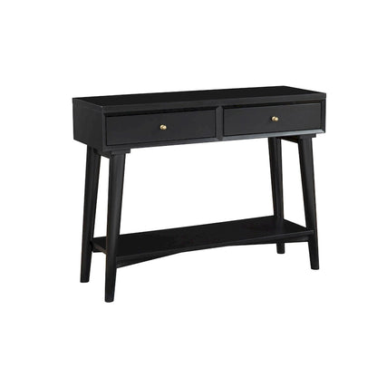Solid Wood Console Table with Drawers and Floor Shelf - 42 L x 14 W x 33 H