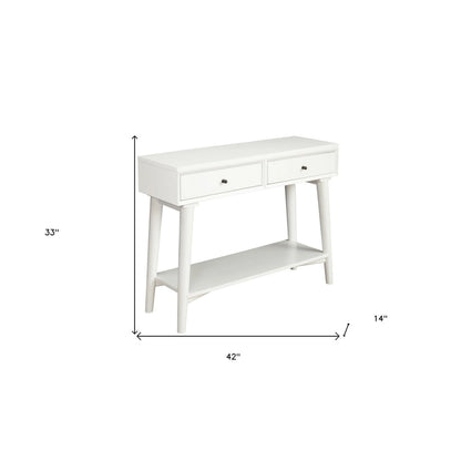 Console en bois massif avec tiroirs et étagère basse - 42 cm L x 14 cm l x 33 cm H