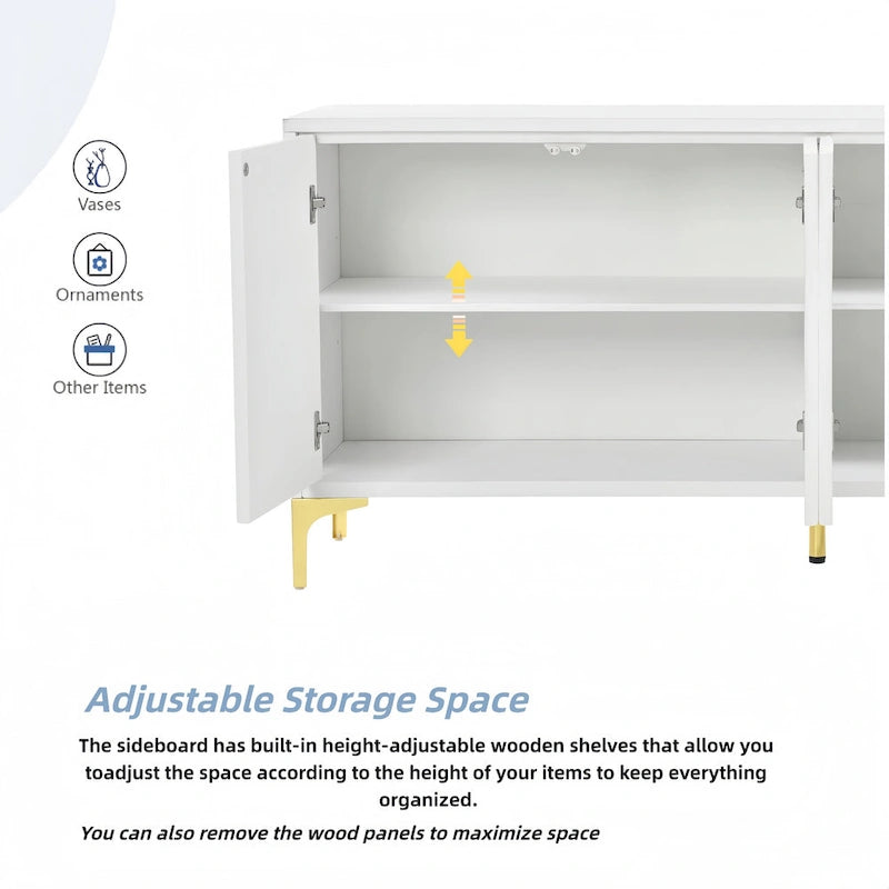 Buffet à quatre portes avec étagères réglables