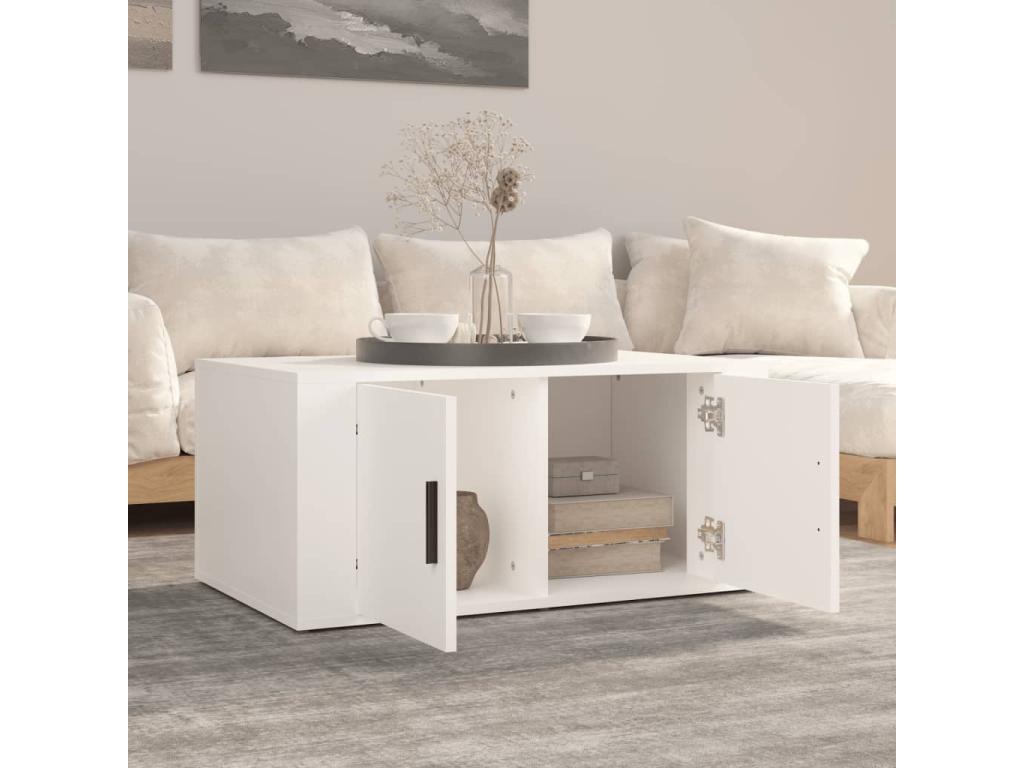 Table basse en bois composite, 80 x 50 x 36 cm, blanche
