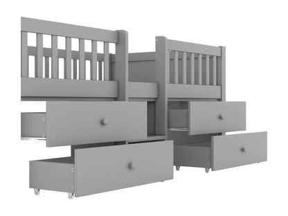 Matelas en bois massif avec 4 tiroirs, 90 x 200 cm, gris