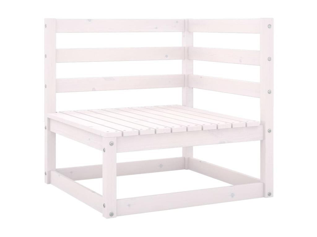 Ensemble de mobilier de jardin 9 pièces en pin avec coussins, blanc