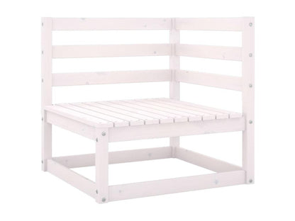 Ensemble de mobilier de jardin 9 pièces en pin avec coussins, blanc