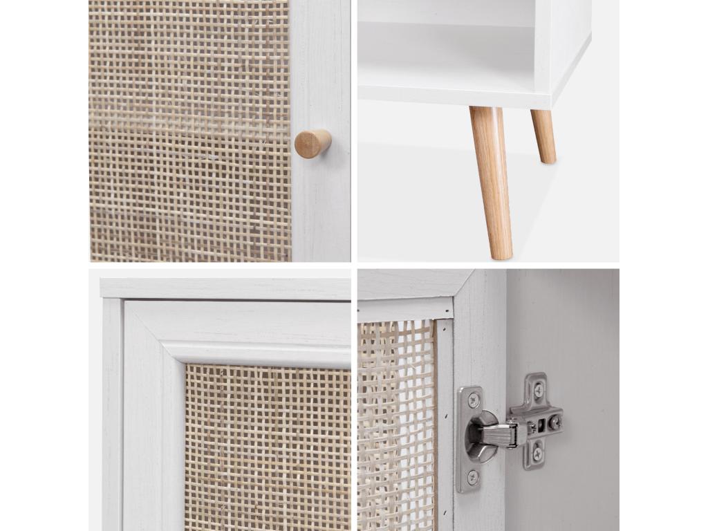 Buffet 1 porte, 80 x 39 x 65,8 cm, blanc