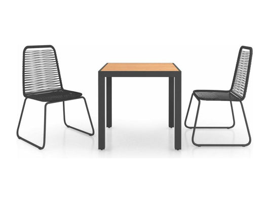 Ensemble de 3 pièces en résine tressée, noir