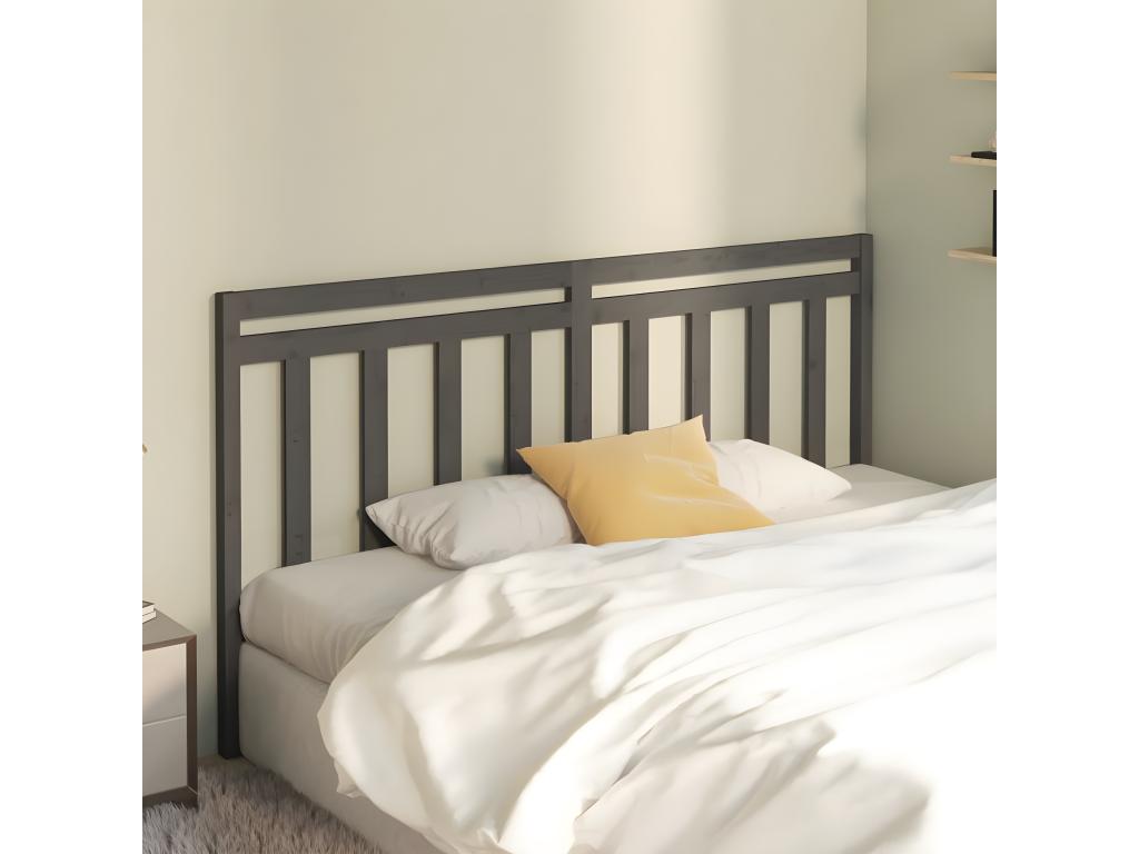 Cadre de lit en bois massif, 206 x 4 x 100 cm, gris