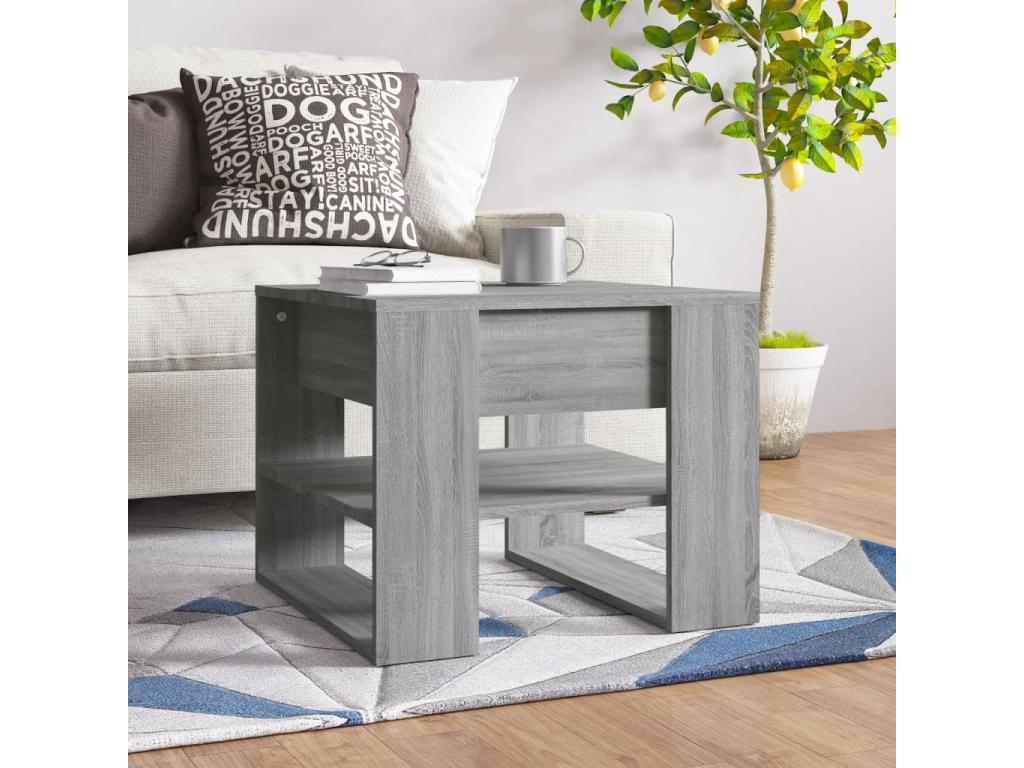 Table basse en bois composite, 55,5 x 55 x 45 cm, grise