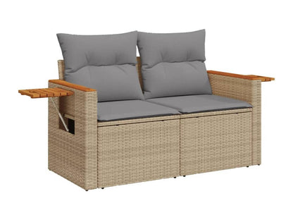 Ensemble de mobilier de jardin 3 pièces en résine tressée avec coussins, beige
