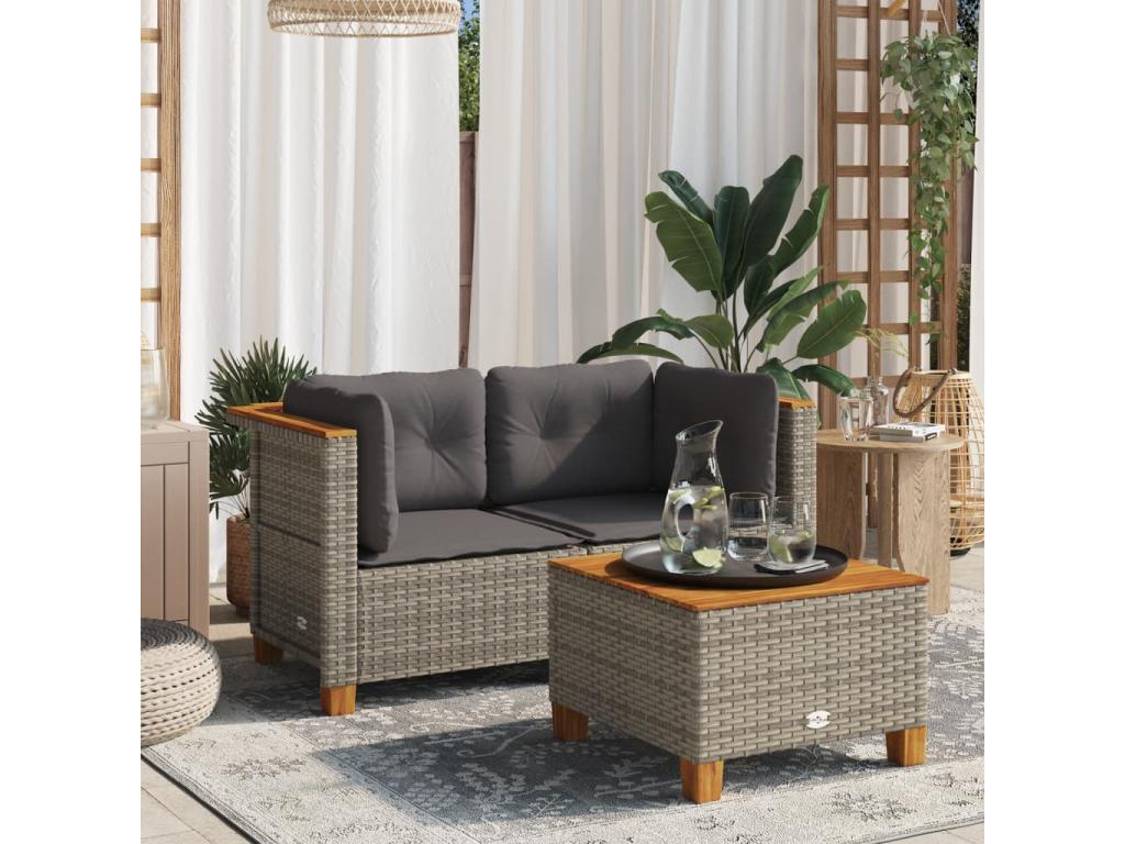 Ensemble de 2 pièces en résine tressée, gris