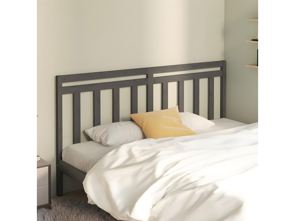 Cadre de lit en bois massif, 206 x 4 x 100 cm, gris