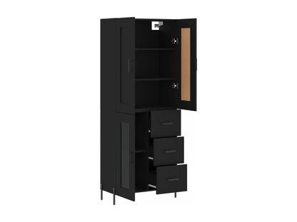 Buffet en bois d'ingénierie, 69,5 x 34 x 180 cm, noir