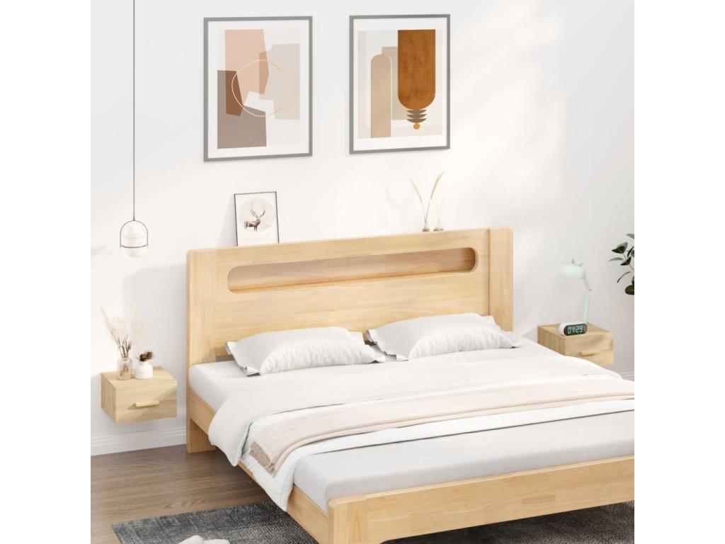 Ensemble de 2 pièces en chêne massif, 35 x 35 x 20 cm, marron