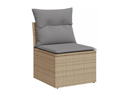 Ensemble de mobilier de jardin 8 pièces en résine tressée avec coussins, beige